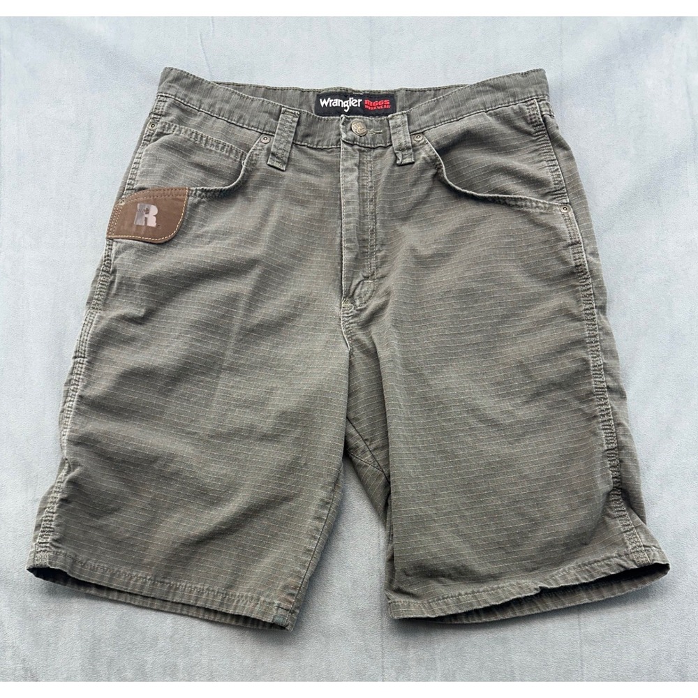Wrangler Riggs Workwear Mens 32 Ripstop Utility Cargo Shorts Olive Green